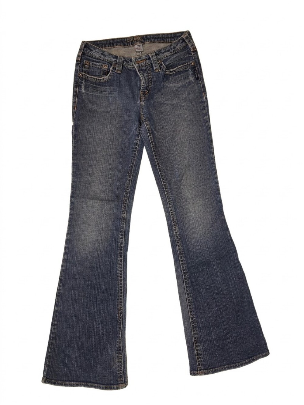 Silver Jeans: Dark Blue with Fading, Flared Boot Cut -29